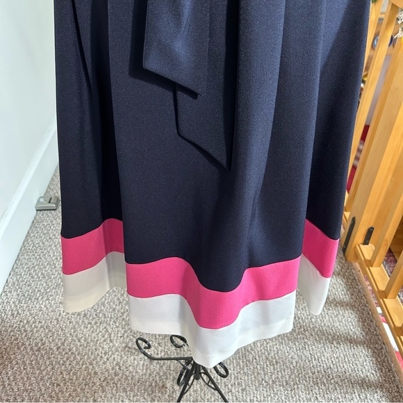Jones New York Sleeveless Tri-Color Stretch Crepe Dress Tie Navy Size 6 NEW NWT - Picture 7 of 16